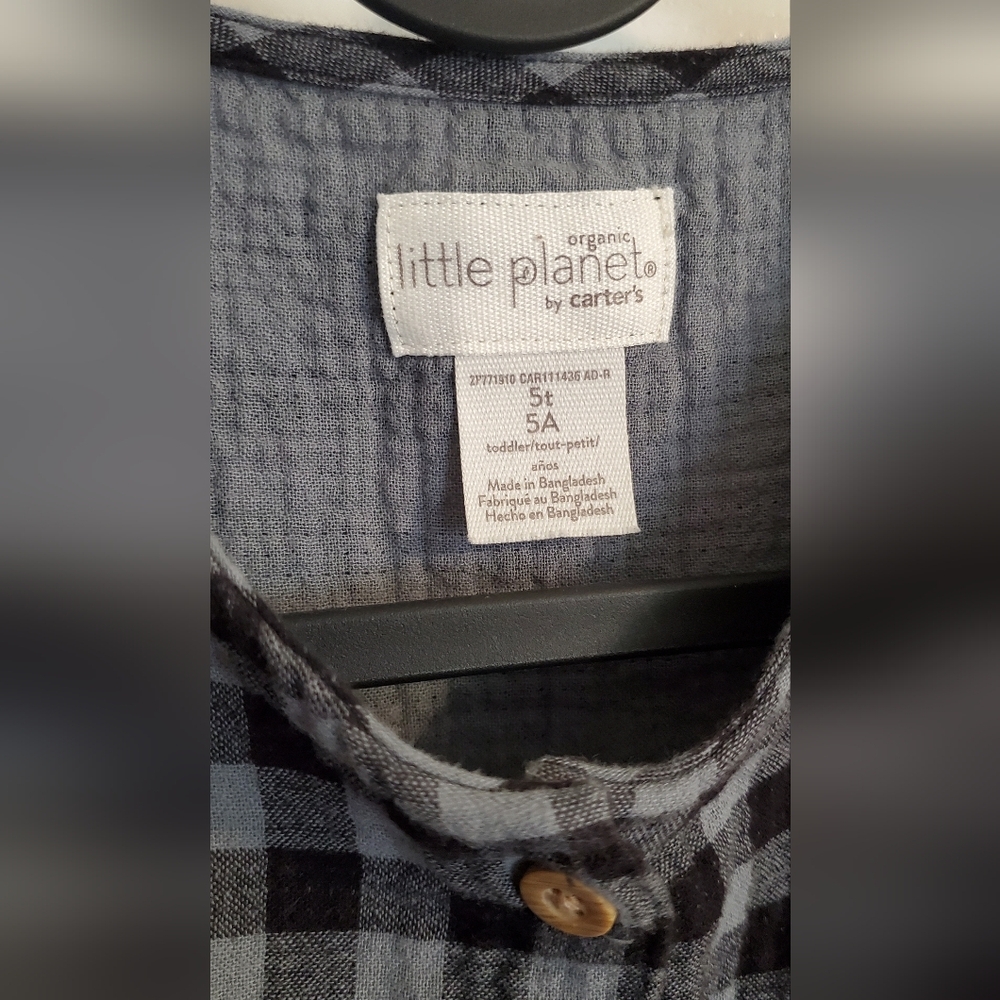 Organic Little Planet Girls Gingham Dress size 5T - Picture 4 of 5